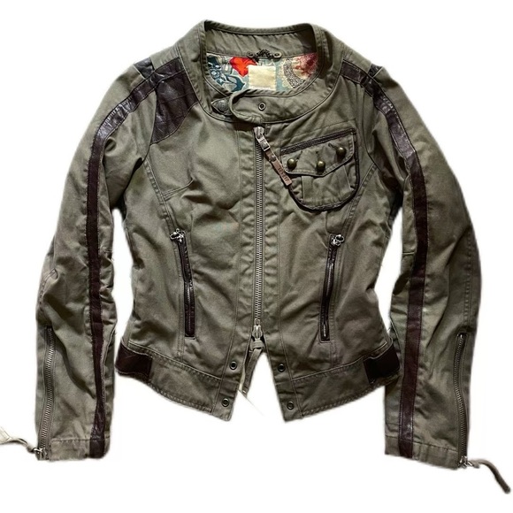 Diesel utility biker moto Tan and Brown Jean Jacket - Picture 9 of 9